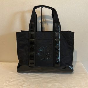 Tory Burch Ella Black Patent Leather Tote Bag Large size